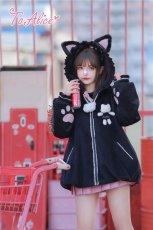 画像10: 【ToAlice】C6431くろねこバルーン耳付きフードアウター (10)