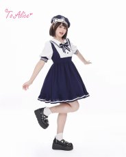 画像1: 【送料無料】C1896 学生風マリンセーラーワンピース《予約受付》 (1)