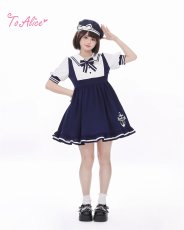 画像2: 【送料無料】C1896 学生風マリンセーラーワンピース《予約受付》 (2)