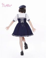 画像4: 【送料無料】C1896 学生風マリンセーラーワンピース《予約受付》 (4)