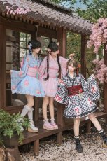 画像34: 【ToAlice】C2167いちごギンガムチェック浴衣セット (34)