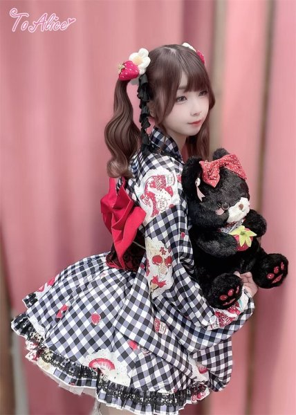 ToAlice】C2167いちごギンガムチェック浴衣セット - To Alice