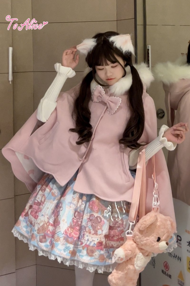 画像34: 【ToAlice】C8589ふわふわラビットマントコート(中綿入り) (34)