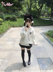 画像20: 【To Alice】C4572くろいうさぎ耳付き裏起毛パーカー (20)