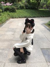 画像18: 【To Alice】C4572くろいうさぎ耳付き裏起毛パーカー (18)