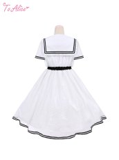画像2: 【ToAlice】C5512ドットシフォン重ねセーラーワンピース (2)