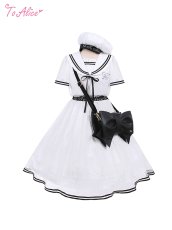 画像7: 【ToAlice】C5512ドットシフォン重ねセーラーワンピース (7)