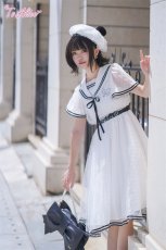 画像19: 【ToAlice】C5512ドットシフォン重ねセーラーワンピース (19)
