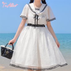 画像23: 【ToAlice】C5512ドットシフォン重ねセーラーワンピース (23)