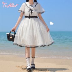 画像24: 【ToAlice】C5512ドットシフォン重ねセーラーワンピース (24)