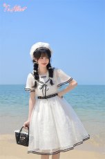 画像25: 【ToAlice】C5512ドットシフォン重ねセーラーワンピース (25)