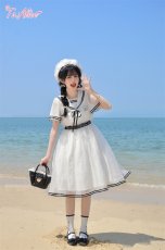 画像28: 【ToAlice】C5512ドットシフォン重ねセーラーワンピース (28)