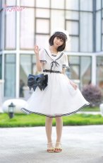 画像11: 【ToAlice】C5512ドットシフォン重ねセーラーワンピース (11)