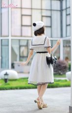画像14: 【ToAlice】C5512ドットシフォン重ねセーラーワンピース (14)