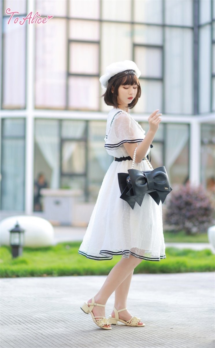 画像11: 【ToAlice】S1372ドットシフォン重ねポンポン付きベレー帽 (11)