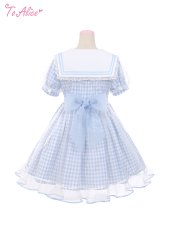 画像2: 【ToAlice】C6166リトルデイジーチェックセーラーワンピース (2)