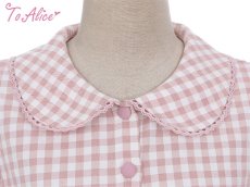 画像2: 【ToAlice】C6678パフスリーブギンガムチェックブラウス (2)