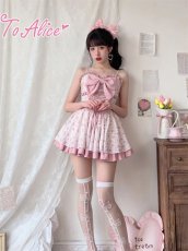 画像22: 【Last one】【ToAlice】C6999初恋少女レースアップミニ丈スリングワンピース【30％OFF】 (22)
