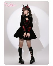 画像11: 【ToAlice】C7054吸血鬼の薔薇付きベロアジャンパースカート【30％OFF】 (11)