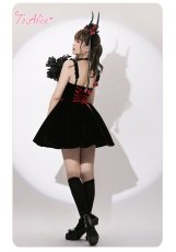画像10: 【ToAlice】C7054吸血鬼の薔薇付きベロアジャンパースカート【30％OFF】 (10)