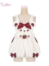 画像2: 【ToAlice】C7096 SweetStrawberryベアサロペットかぼちゃパンツ【30％OFF】 (2)