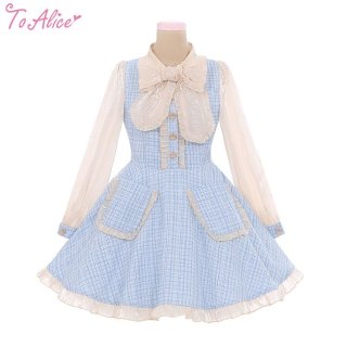 ToAlice　リボンレイヤード風ツイードワンピース 　[C7426]　お嬢様 ToAlice リボンレイヤード風ツイードワンピース [C7426] お嬢様