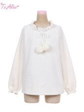 画像1: 【ToAlice】C7436ポンポンリボン付きあったかトップス【30％OFF】 (1)