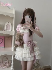 画像9: 【ToAlice】C7829はしごレース×リボンレイヤード風トップス (9)
