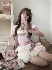画像11: 【ToAlice】C7829はしごレース×リボンレイヤード風トップス (11)
