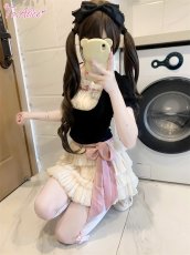 画像27: 【ToAlice】C7829はしごレース×リボンレイヤード風トップス (27)