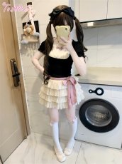 画像24: 【ToAlice】C7829はしごレース×リボンレイヤード風トップス (24)