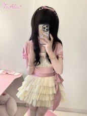 画像16: 【ToAlice】C7829はしごレース×リボンレイヤード風トップス (16)