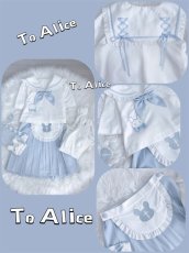 画像7: 【Last one】【ToAlice】C7893ハーフエプロン付き水色プリーツスカート【50％OFF】 (7)