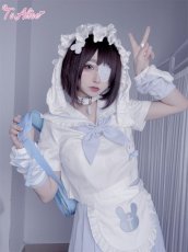 画像12: 【Last one】【ToAlice】C7893ハーフエプロン付き水色プリーツスカート【50％OFF】 (12)