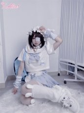 画像16: 【Last one】【ToAlice】C7893ハーフエプロン付き水色プリーツスカート【50％OFF】 (16)