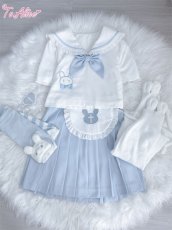 画像6: 【Last one】【ToAlice】C7893ハーフエプロン付き水色プリーツスカート【50％OFF】 (6)