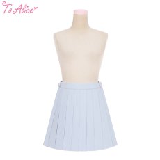 画像2: 【ToAlice】C7893ハーフエプロン付き水色プリーツスカート【30％OFF】 (2)