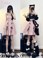 画像4: 【Last one】【ToAlice】C7912ハートアシンメトリートップス＆ノースリーブワンピセット【50％OFF】 (4)