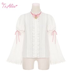 画像1: 【To Alice】C7942はしごレース2wayキャットブラウス (1)