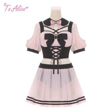 画像1: 【ToAlice】C7945オープンショルダーレースアップ地雷ビキニ (1)