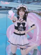 画像6: 【ToAlice】C7945オープンショルダーレースアップ地雷ビキニ (6)
