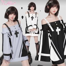 画像10: 【ToAlice】C7951クロスオフショルフレア袖ミニ丈ワンピース【50％OFF】 (10)