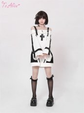 画像8: 【ToAlice】C7951クロスオフショルフレア袖ミニ丈ワンピース【50％OFF】 (8)