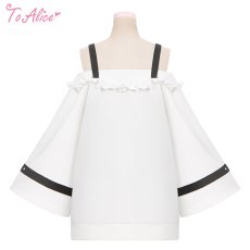 画像4: 【ToAlice】C7951クロスオフショルフレア袖ミニ丈ワンピース【40％OFF】 (4)