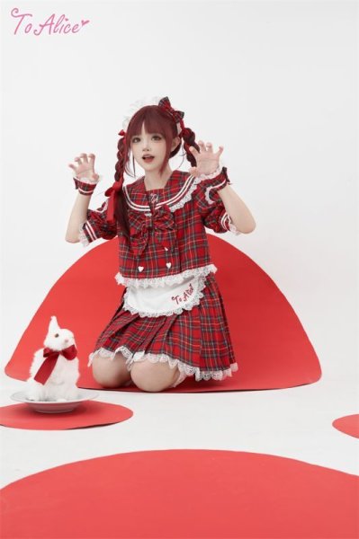 ToAlice】S3008【DC】フリルチェックリボンカチューシャ【70％OFF