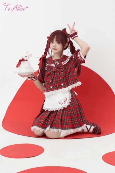 ToAlice】S3008【DC】フリルチェックリボンカチューシャ【70％OFF