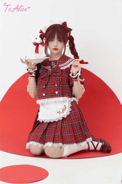 ToAlice】S3008【DC】フリルチェックリボンカチューシャ【70％OFF