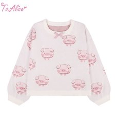 画像1: 【Last one】【ToAlice】C8012こぶたさん二ットトップス (1)