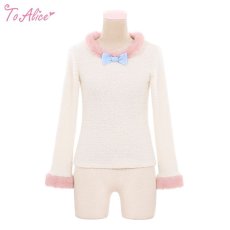 画像2: 【ToAlice】ファーもこもこリボン付きトップス【50％OFF】 (2)