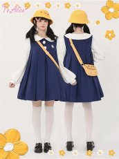 画像7: 【To Alice】C8085ことり幼稚園長袖ボックスプリーツワンピース【30％OFF】 (7)